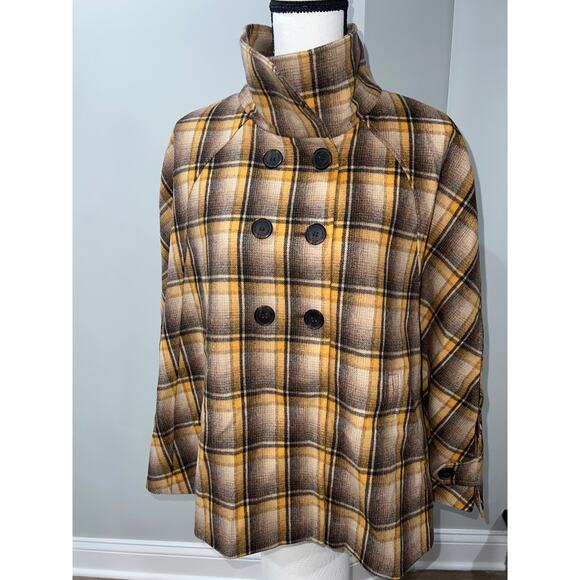 Tahari Arthur S. Levine Wool-Blend Plaid Cape Coat – Size 10. Sale!! - Picture 3 of 15